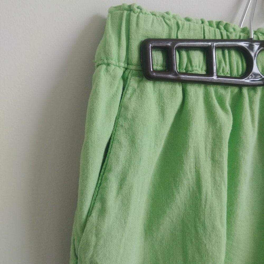 Bright apple green linen blend shorts elastic stretch waist size 8 - Picture 4 of 13